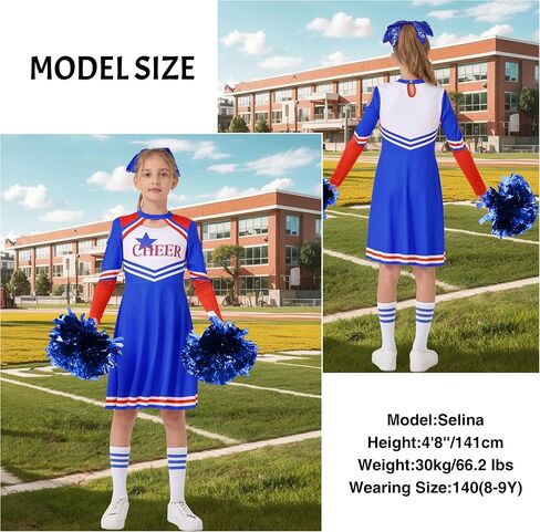 LOLANTA Girls Cheerleader Uniform, Long Sleeve Cheerleading Dress Kids Halloween Costumes Party Outfit Christmas Gifts 5-13Y in Saudi Arabia
