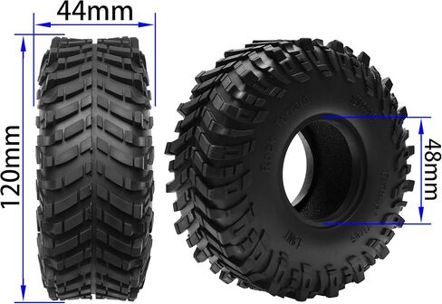 ShareGoo 4Pcs RC 1.9 Crawler Tires 1.9inch Rubber Tire 120x44mm w/Foam Inserts Compatible with Axial SCX10 II III Traxxas TRX4 Redcat Gen8 Gen7 1/10 RC Crawler Car (Style 2) in Saudi Arabia
