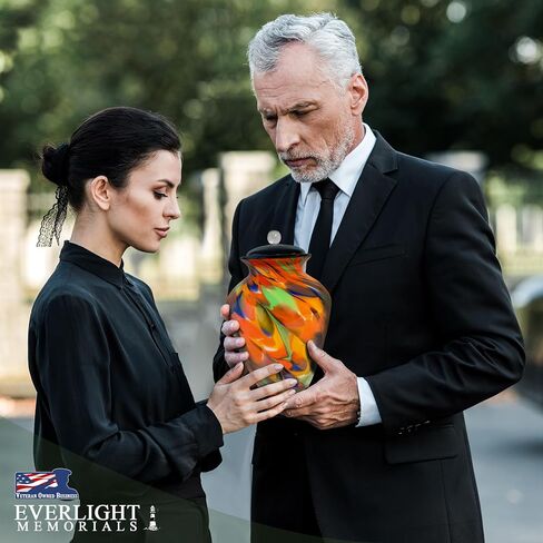 Silver Radiance Hand Blown Glass Cremation Urns for Human Ashes - Museum Quality Large Decorative Glass Urn for Adult Men & Women - Burial Urns for Adult Human Ashes in Kuwait