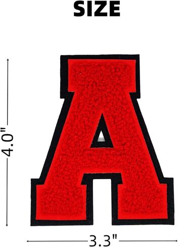 1 PCS 4.0" Red Chenille Letter Patch with Black Edge, Iron on Patches for Hats Clothes Bags Backpacks Jeans Jackets, Initial Patches Large Varsity Letter. (Letter A) in Saudi Arabia