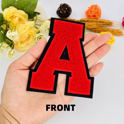 1 PCS 4.0" Red Chenille Letter Patch with Black Edge, Iron on Patches for Hats Clothes Bags Backpacks Jeans Jackets, Initial Patches Large Varsity Letter. (Letter A) in Saudi Arabia