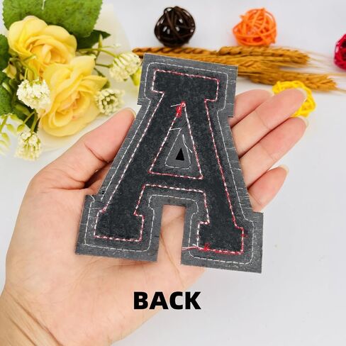1 PCS 4.0" Red Chenille Letter Patch with Black Edge, Iron on Patches for Hats Clothes Bags Backpacks Jeans Jackets, Initial Patches Large Varsity Letter. (Letter A) in Saudi Arabia