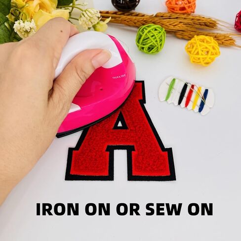 1 PCS 4.0" Red Chenille Letter Patch with Black Edge, Iron on Patches for Hats Clothes Bags Backpacks Jeans Jackets, Initial Patches Large Varsity Letter. (Letter A) in Saudi Arabia