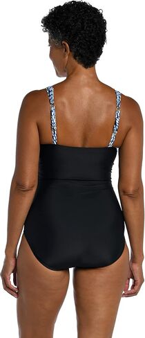 Maxine of Hollywood Women's Standard V-Neck Drape Front Mio One Piece Swimsuit, Multi//Glowing Lotus in Kuwait