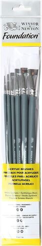 Winsor & Newton Foundation Synthetic Acrylic Brush Set, Long Handle, Round Filbert & Flat, 6 Pack in Saudi Arabia