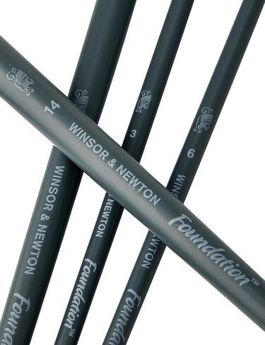 Winsor & Newton Foundation Synthetic Acrylic Brush Set, Long Handle, Round Filbert & Flat, 6 Pack in Saudi Arabia