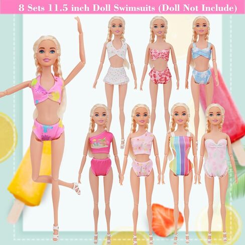 8 Sets Fashion 11.5 Inch Doll Bikini Swimsuits Swimwear Set Clothes Outfit for 11.5 inch Girl Dolls Beach Accessories (Bikini) in Saudi Arabia