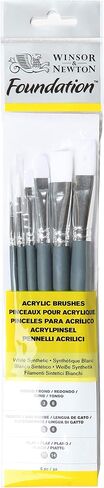 Winsor & Newton Foundation Synthetic Acrylic Brush Set, Long Handle, Round Filbert & Flat, 6 Pack in Saudi Arabia