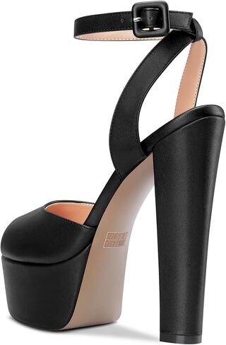 NobleOnly Womens High Block Platform Heel Peep Toe Ankle Strap Sandals Buckle Prom Dress Shoes 5.9 Inches Heels in Kuwait
