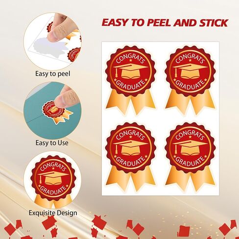Lucleag 200 PCS Graduation Stickers for Envelopes, Blue Gold Class of 2025 Graduation Badge Shape Graduations Stickers for Grad Envelopes Seals Gift Boxes Candy Bags Greeting Cards in Saudi Arabia