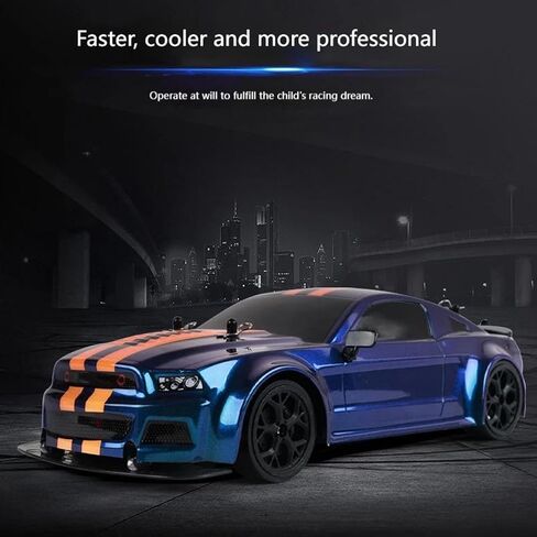 سيارة RC Drift Car ، 1:14 4WD 30km/H سيارة سباق RC عالية السرعة ، 2.4 جيجا هرتز التحكم عن بعد ، مصابيح LED ، بطاريتين ، إطارات العرق والانجراف للأطفال والكبار (الأزرق) in Kuwait