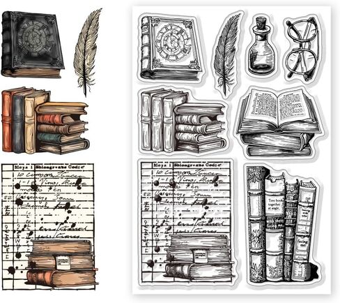 CHGCRAFT Scrapbooking Clear Stamps House Book Stamps World Book Day Silicone Clear Stamp Seals for DIY Scrapbooking Photo Album Decoration, 4.3x6.3inch in Kuwait