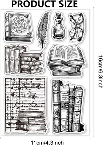 CHGCRAFT Scrapbooking Clear Stamps House Book Stamps World Book Day Silicone Clear Stamp Seals for DIY Scrapbooking Photo Album Decoration, 4.3x6.3inch in Kuwait