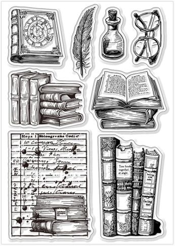 CHGCRAFT Scrapbooking Clear Stamps House Book Stamps World Book Day Silicone Clear Stamp Seals for DIY Scrapbooking Photo Album Decoration, 4.3x6.3inch in Kuwait