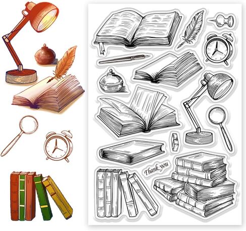 Chgcraft Scrapbooking Clear Stamps House Book Stamps World Book Day Silicone Clear Stamp Seals for DIY Scrapbooking Photo Decoration ، 4.3x6.3inch in Kuwait
