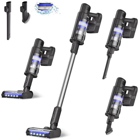 Gevi Cordless Carpet Vacuum Cleaner for Home, Ultra Long Battery Life Stick Vacuum with Bendable Wand, 100,000RPM Deap Clean Vacuum for Hardwood Floor, Carpet & Pet Hair in Saudi Arabia