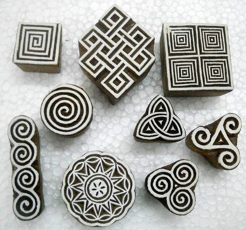 Wholesale Lot of 10 Classic Designs Wooden Block Stamps/ Tattoo/ Indian Textile Printing Blocks in Kuwait