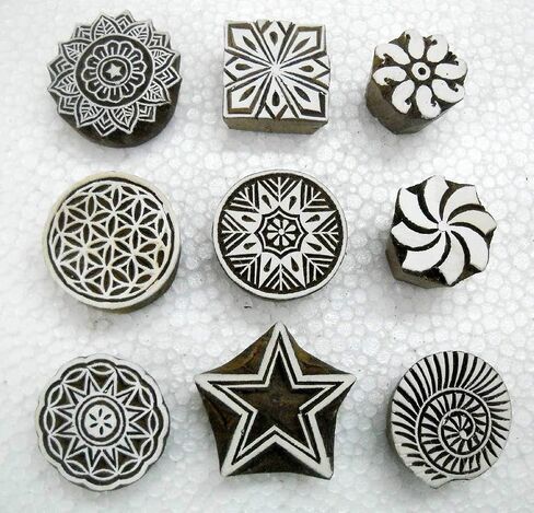 Wholesale Lot of 10 Classic Designs Wooden Block Stamps/ Tattoo/ Indian Textile Printing Blocks in Kuwait