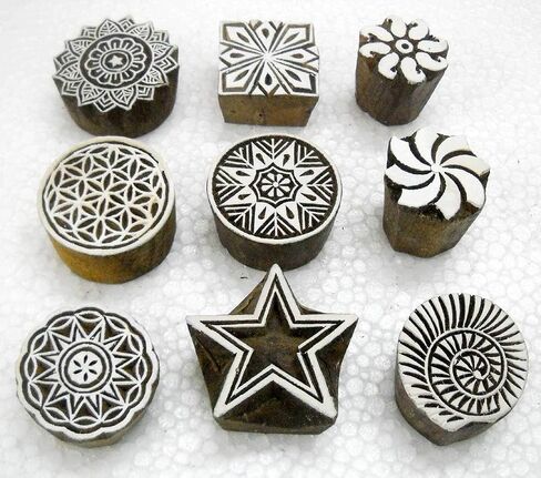 Wholesale Lot of 10 Classic Designs Wooden Block Stamps/ Tattoo/ Indian Textile Printing Blocks in Kuwait