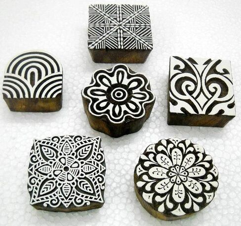 Wholesale Lot of 10 Classic Designs Wooden Block Stamps/ Tattoo/ Indian Textile Printing Blocks in Kuwait