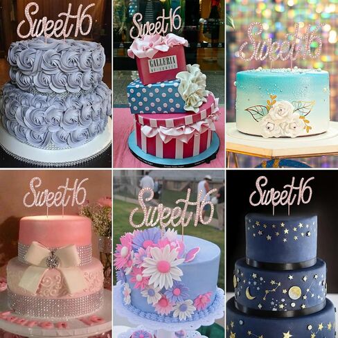 CIEHER Sweet 16 Cake Topper Metal Rhinestones 16th Birthday Cake Toppers Happy 16th Decorations Rose Gold Sweet 16 Decorations in Saudi Arabia