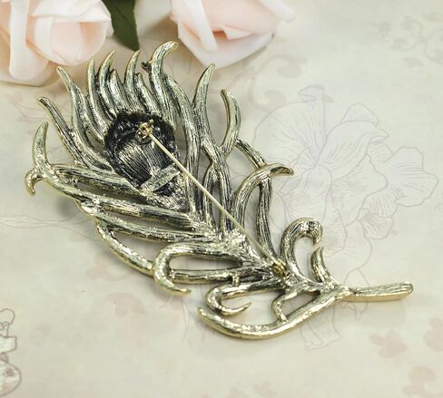 Gyn&Joy Vintage Peacock Feather Brooch Pin in Kuwait