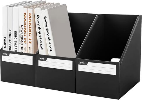 مجلة ملفات مجلة بلاستيكية Lemical Box Organizer Box 3 Pack Magazine Magazine Box قابلة للطي منظم المكتب المكتبي القابل للطي مع ملصقات لمكتب المكتب المنزلي (القهوة ، الكاكي ، أورانج) in Kuwait