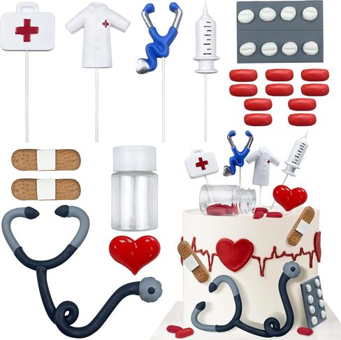 19 PCS Nurse Cake Topper Nursing Cupcake Toppers Nurse Graduation Cake Decorations for Nursing Doctor Graduation Party Supplies in Saudi Arabia