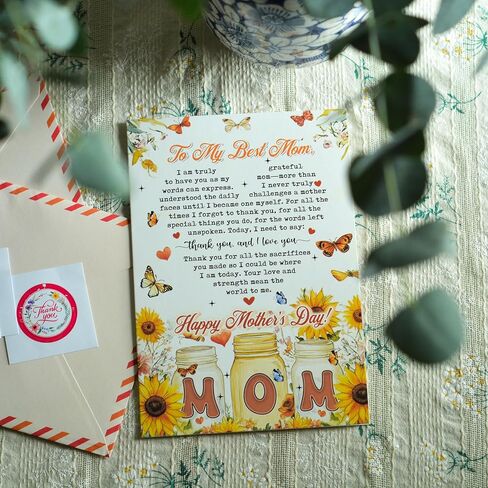 Mother's Day Card from Daughter, 5x7 Inches Greeting Cards, Includes Seal and Envelope, Sentimental Thank You Card for Mom, Unique Mothers Day Appreciation Cards in Kuwait