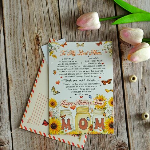 Mother's Day Card from Daughter, 5x7 Inches Greeting Cards, Includes Seal and Envelope, Sentimental Thank You Card for Mom, Unique Mothers Day Appreciation Cards in Kuwait