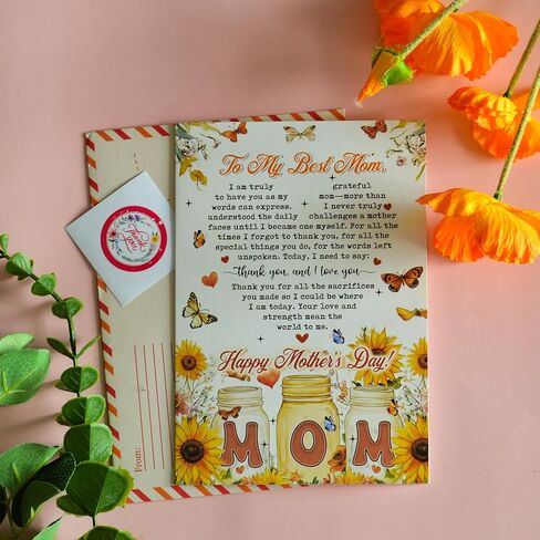 Mother's Day Card from Daughter, 5x7 Inches Greeting Cards, Includes Seal and Envelope, Sentimental Thank You Card for Mom, Unique Mothers Day Appreciation Cards in Kuwait
