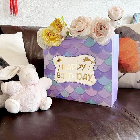 AMROSE 13'' Large Birthday Gift Bag for Girls, Recyclable Paper Gift Bag with Tissue Paper for Girls Birthday Party, Kids' Parties, Baby Shower, Mermaid in Saudi Arabia