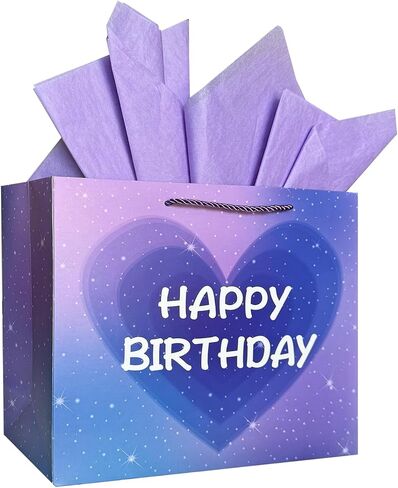 AMROSE 13'' Large Birthday Gift Bag for Girls, Recyclable Paper Gift Bag with Tissue Paper for Girls Birthday Party, Kids' Parties, Baby Shower, Mermaid in Saudi Arabia
