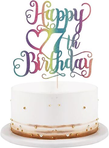 Color Flash Happy 7th Birthday Cake Topper for Boys and Girls - Children's Party Cake Decorations - Hello Cake Topper - Birthday Party Decorations in Saudi Arabia