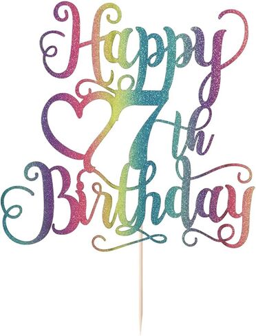 Color Flash Happy 7th Birthday Cake Topper for Boys and Girls - Children's Party Cake Decorations - Hello Cake Topper - Birthday Party Decorations in Saudi Arabia
