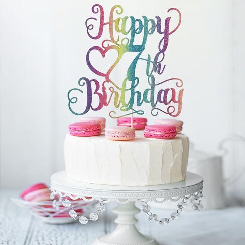 Color Flash Happy 7th Birthday Cake Topper for Boys and Girls - Children's Party Cake Decorations - Hello Cake Topper - Birthday Party Decorations in Saudi Arabia