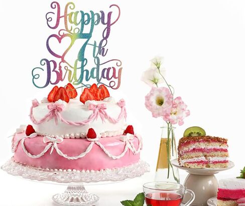 Color Flash Happy 7th Birthday Cake Topper for Boys and Girls - Children's Party Cake Decorations - Hello Cake Topper - Birthday Party Decorations in Saudi Arabia
