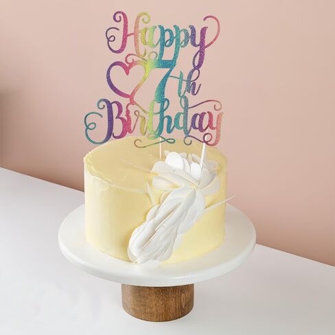 Color Flash Happy 7th Birthday Cake Topper for Boys and Girls - Children's Party Cake Decorations - Hello Cake Topper - Birthday Party Decorations in Saudi Arabia