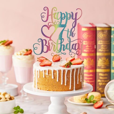 Color Flash Happy 7th Birthday Cake Topper for Boys and Girls - Children's Party Cake Decorations - Hello Cake Topper - Birthday Party Decorations in Saudi Arabia
