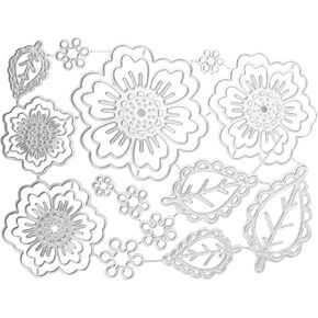 pson 14 Styles Flower & Leaves Cutting Dies Set for Card Making, Carbon Steel Embossing Template for Scrapbooking, Paper Crafts, DIY Photo Decorative