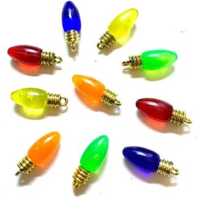 Miniature Christmas Light Bulbs, Mini Christmas Light Bulb, Dollhouse Christmas Tree Ornaments, for Christmas Ornament Supplies, Dollhouse Christmas, Fairy Garden (48PCS) (Large - 15/16" Long)