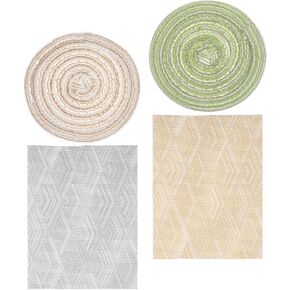 الأسسوم 4pcs سجاد دمية ، حصيرة أرضية حديثة مصغرة لتزيين الدمية ، الأشكال والألوان المتنوعة ، 11.81 × 8.85 بوصة ، مواد قماش