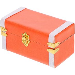 LOGOFUN Dollhouse Suitcase Vintage Miniature Travel Box 1:12 Scale Mini Retro Luggage Model for Dollhouse Accessories - Orange
