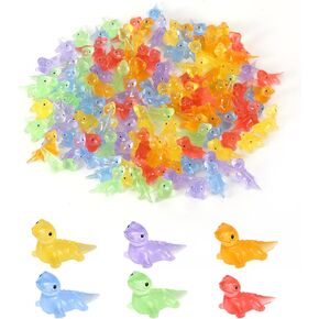 60pcs Mini Glow Lizard, Cute Resin Lizard Figure Miniature Landscape Decoration Luminous Tiny Resin Animals Glow in The Dark for Miniature Garden Landscape Dollhouse Potted DIY (6 Colors)