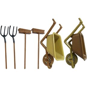 Vaguelly 2 Sets Dollhouse Mini Plastic Stroller Children Toy Miniature Wheelbarrow Desktop Mini House Decor Dollhouse Miniature Barrows Decorative Miniature Model Manual Garden Tools Pp