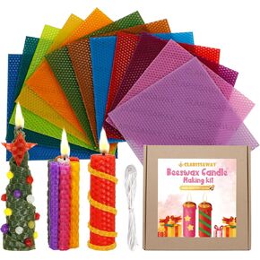 Clarissaway Beeswax Candle Making Kit -12 PCS Sleeswax Sheets for Candle Making Hand Make Your Beeswax Rolling Sheet Crafts Kit و DIY Candle Making Kit for Kids و 8 × 8 Inch -Nice Colors