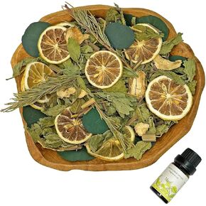 Crisp Christmas Potpourri Bowl Filler, Mint Scented Potpourri with Ginger, Rosemary, Eucalyptus Leaves, Dried Lemon Slices, Peppermint Leaves, Decorative Vase Filler Decor for Home, Office, Hostess