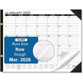SUNEE 2025 Desk Calendar Large 22x17 from Now to March 2026, Extra Large Desktop Monthly Calendar Pad 18 Months For Teacher or Family, Desk Top Calendar, Black