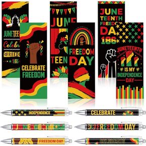 36 Set Juneteenth Party Favors Gifts Include 36 Pcs Bookmarks and 36 Pcs Retractable Ballpoint Pen June 19th Freedrom Day Bookmarks for Happy Juneteenth Day Party Favors