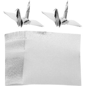 Square Origami Paper, 100pcs Folding Art Paper, 10cm Double Sided Origami Sheets, Silver Folding Crafts Papers for Beginner Arts and Crafts